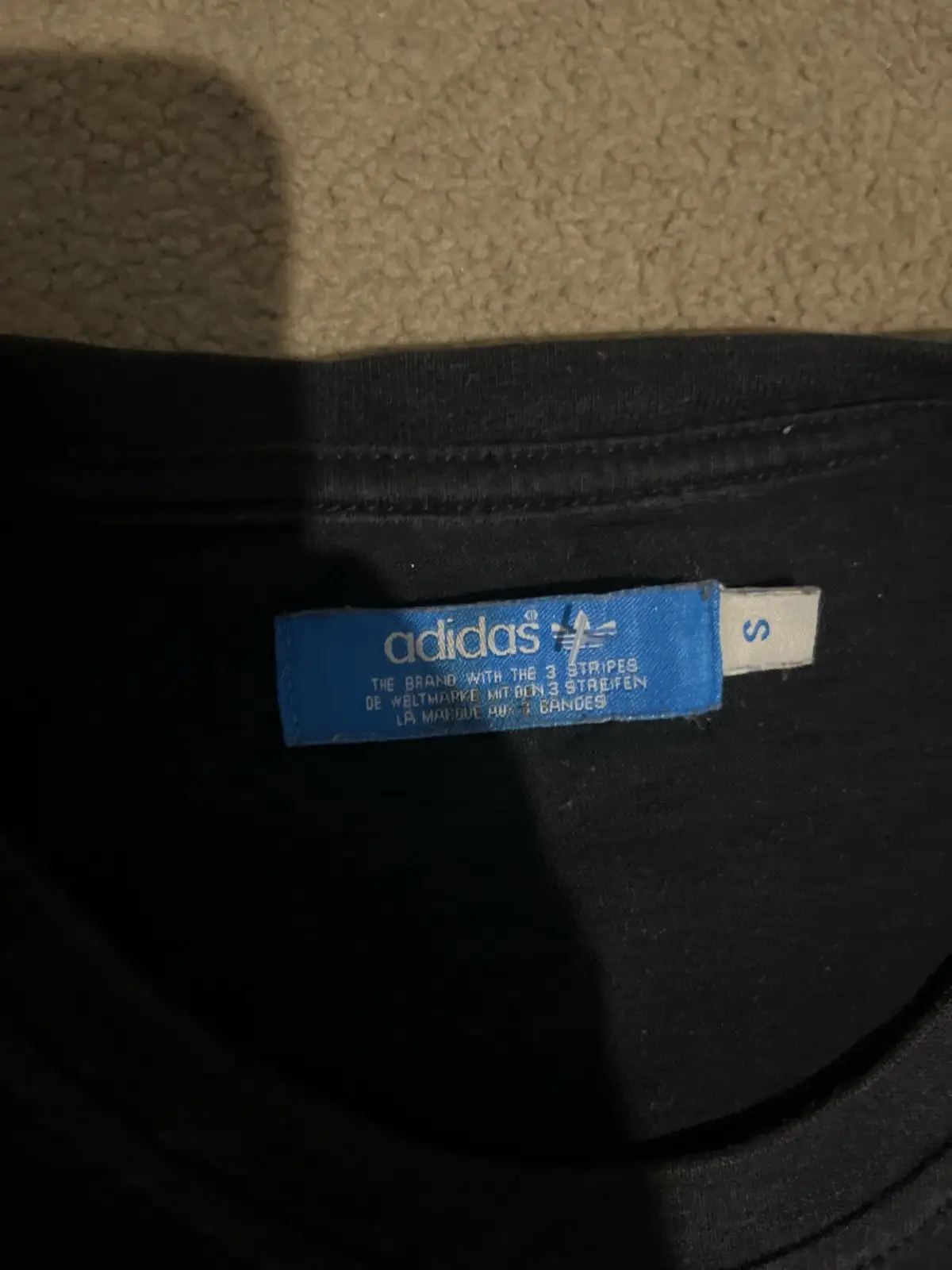 Adidas Black T-Shirt with Blue Trefoil Logo