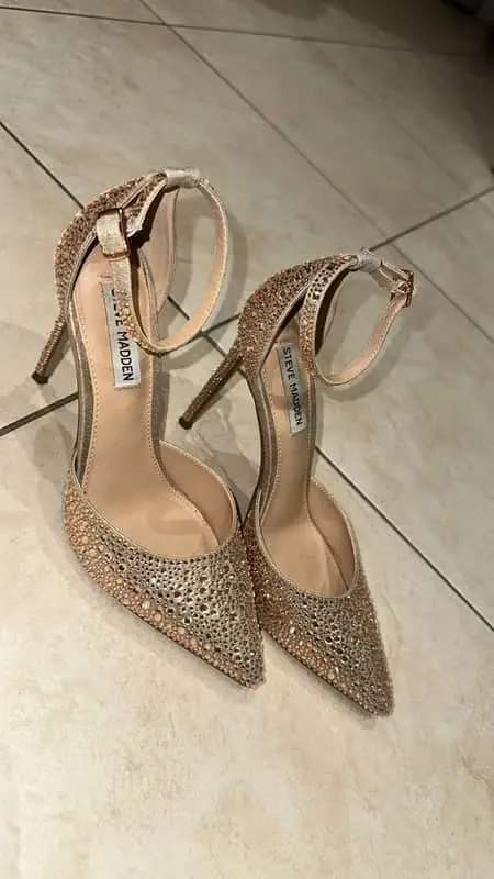 Steve Madden rose gold beaded heels