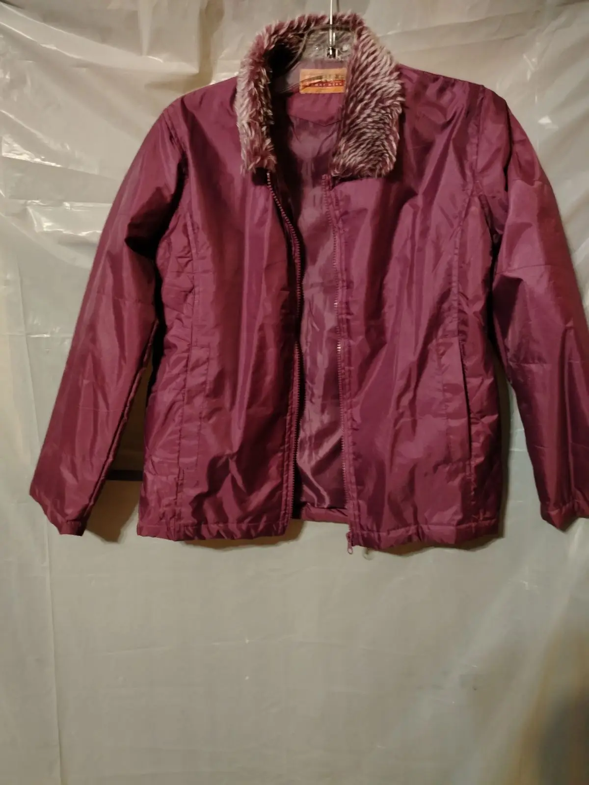 Foschini Plum Zip Jacket with Fur Collar