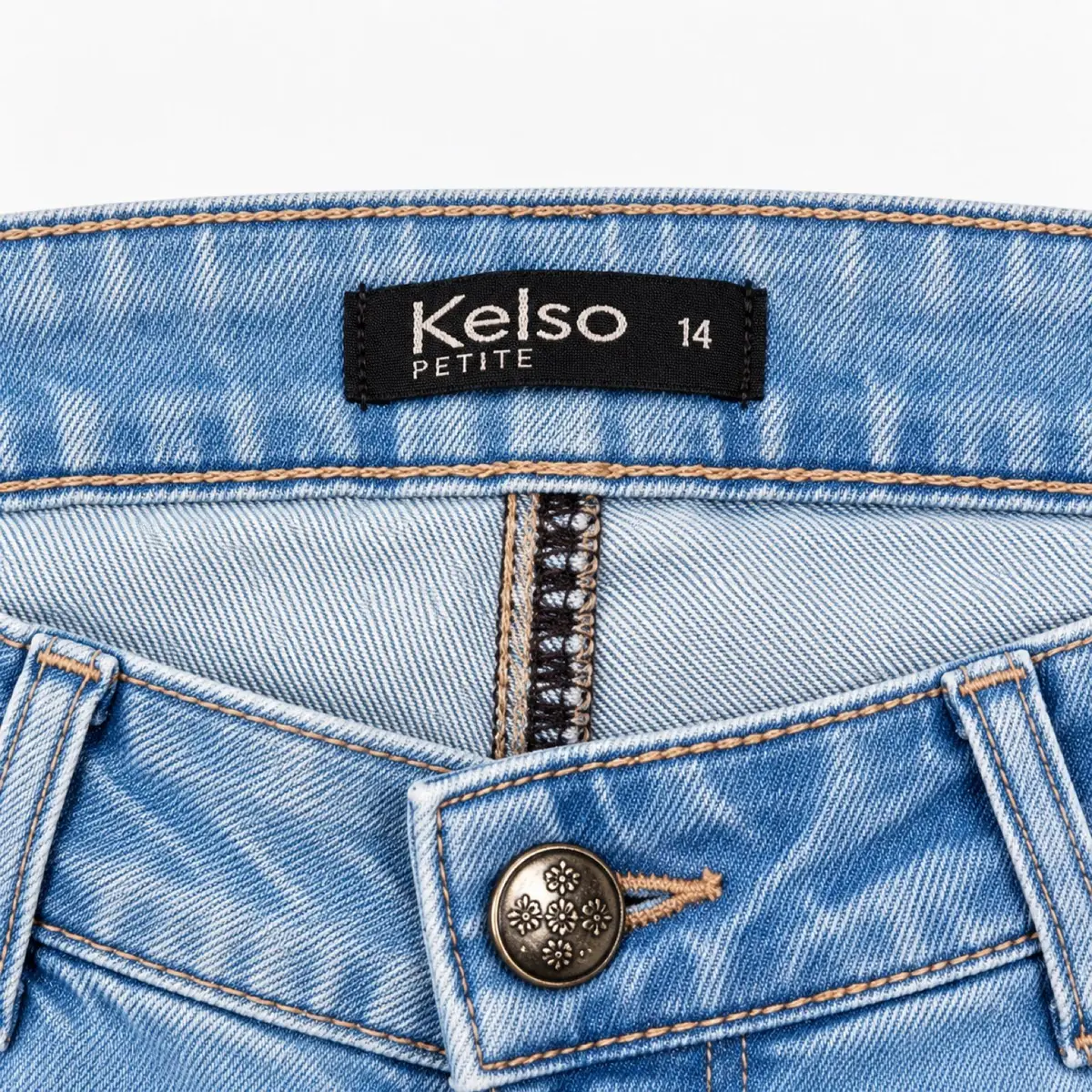 Kelso Light Wash Beaded Flared Jeans Size 14