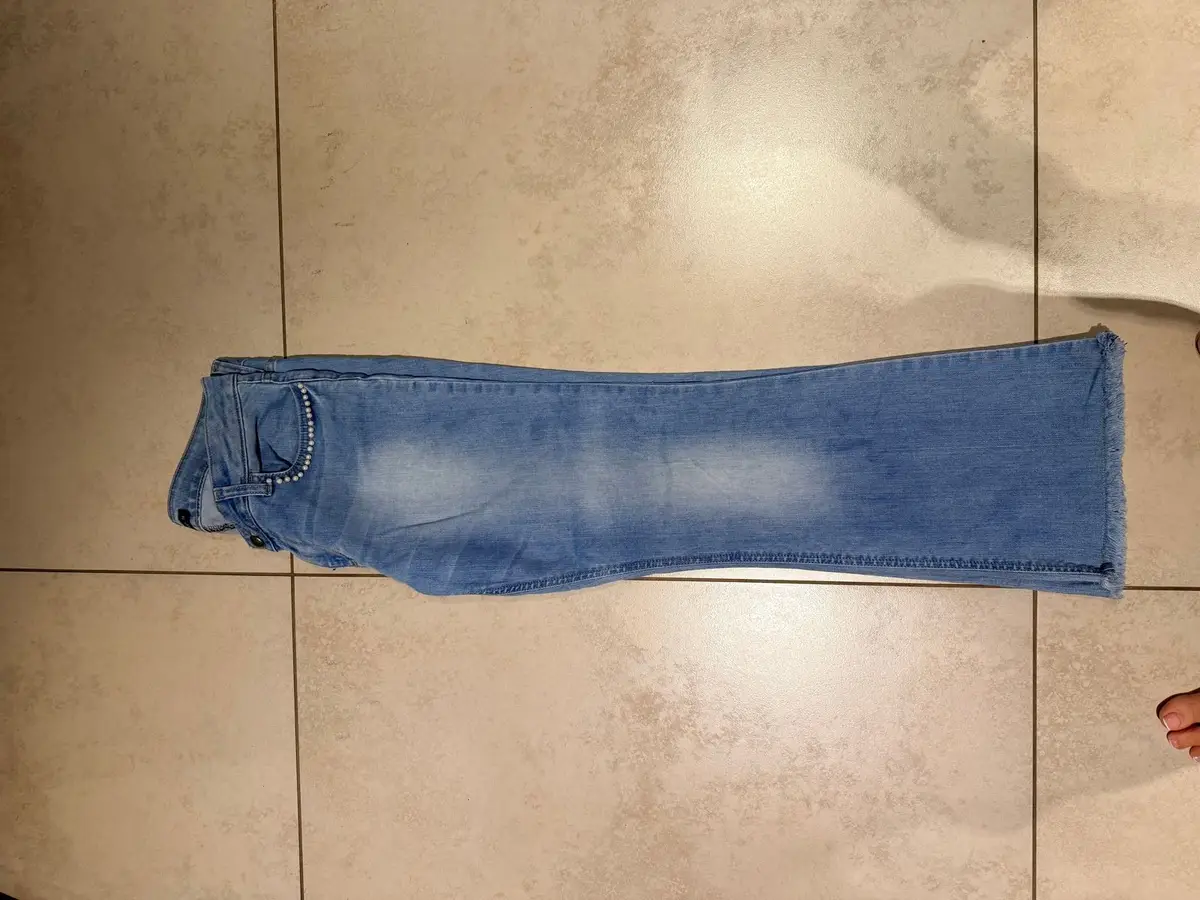 Kelso Light Wash Beaded Flared Jeans Size 14