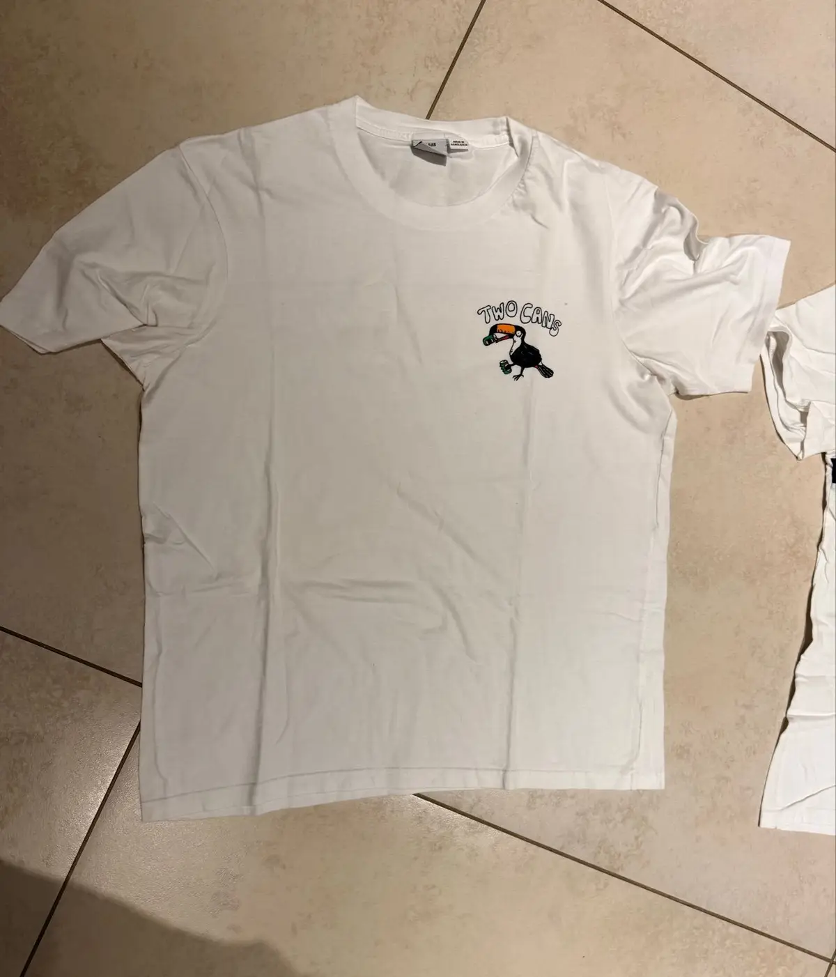 Zara Two Cans Toucan Graphic White T-Shirt