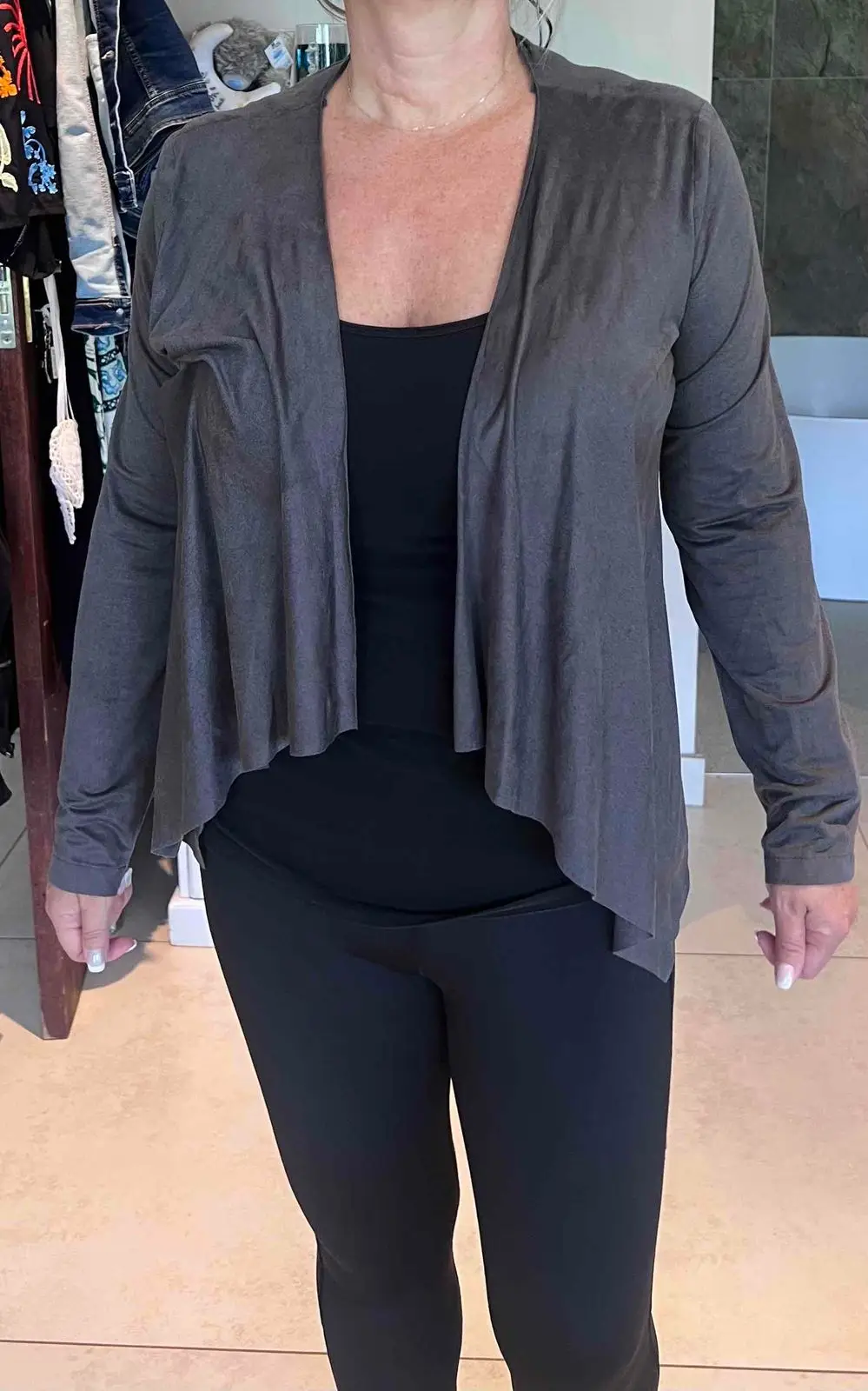 Seasons By Image Insurer Dark Grey Open-Front Cardigan