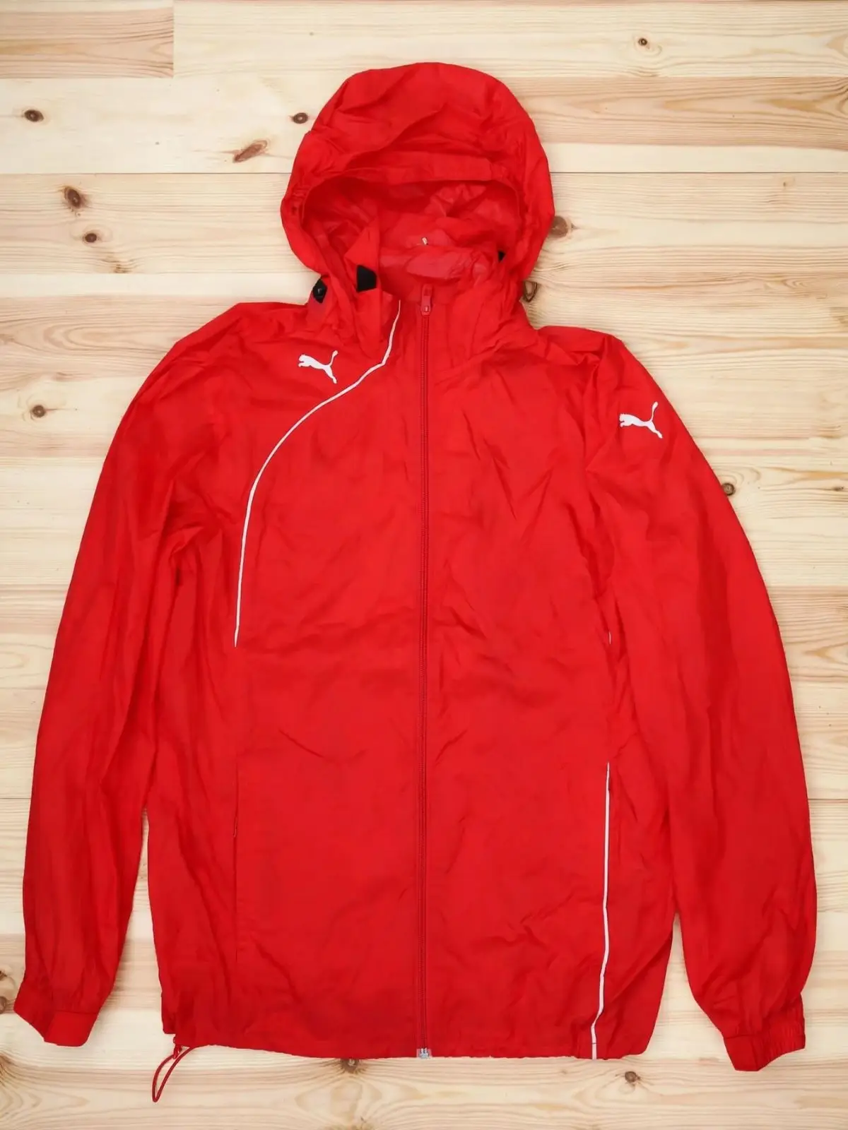 Puma Red Lightweight Hooded Windbreaker Jacket
