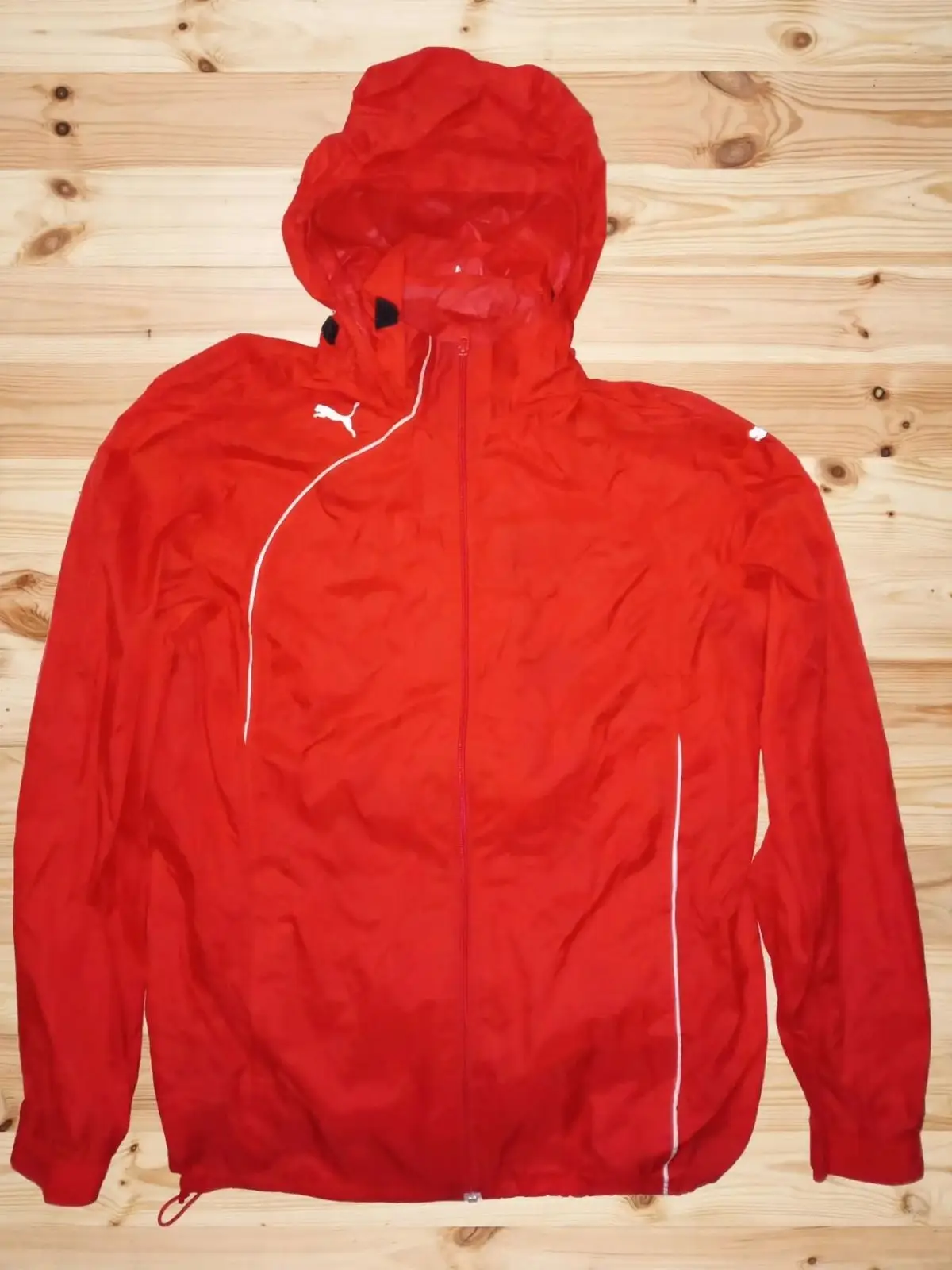 Puma Red Lightweight Hooded Windbreaker Jacket