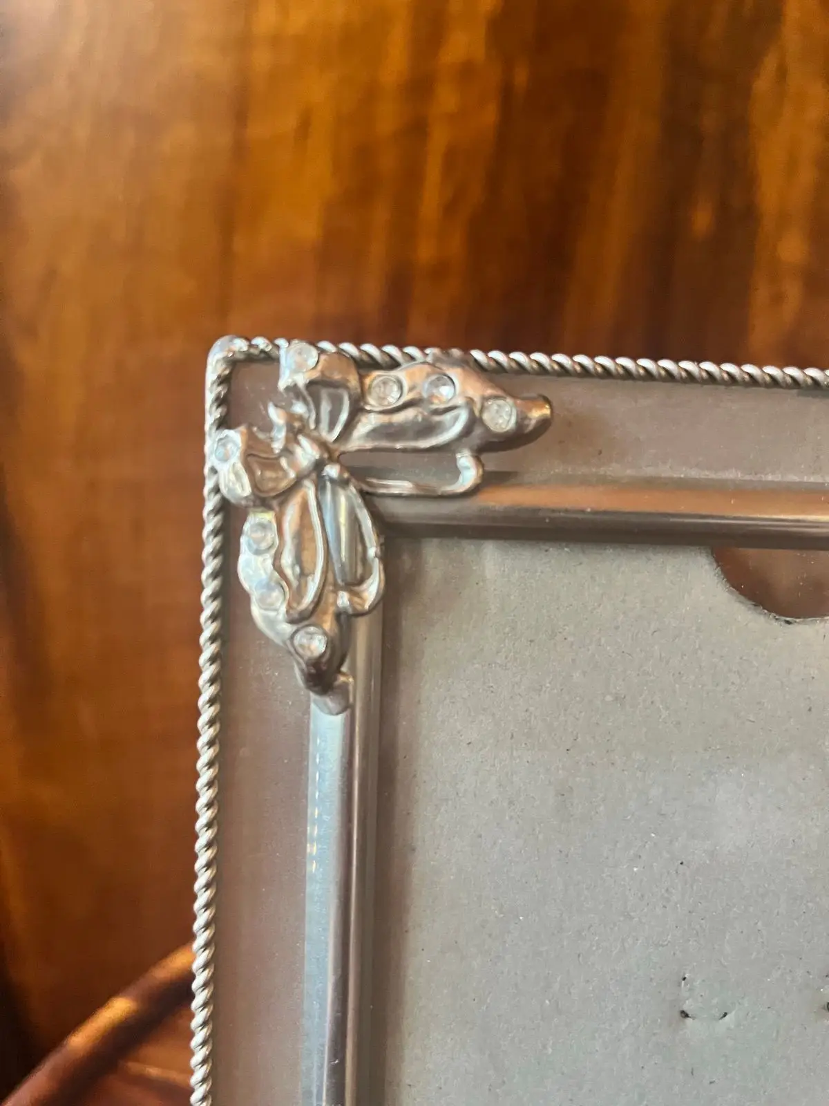 Decorative Silver Photo Frame with Floral Details