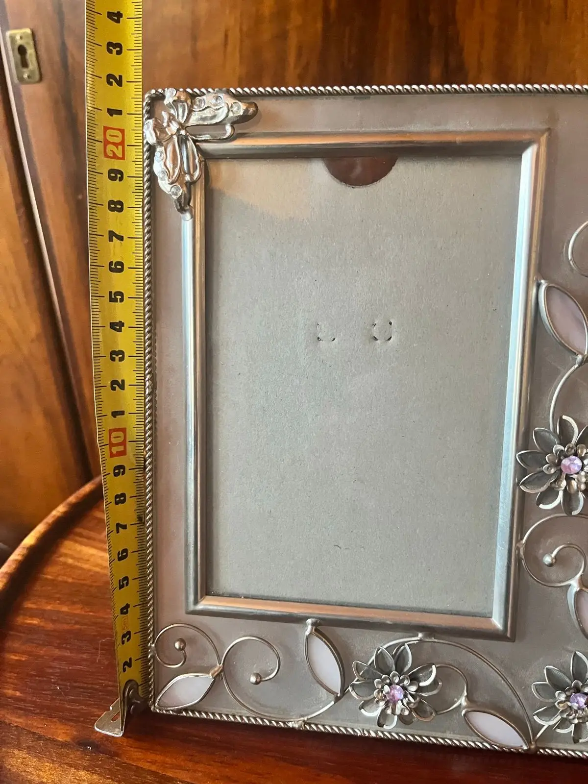 Decorative Silver Photo Frame with Floral Details