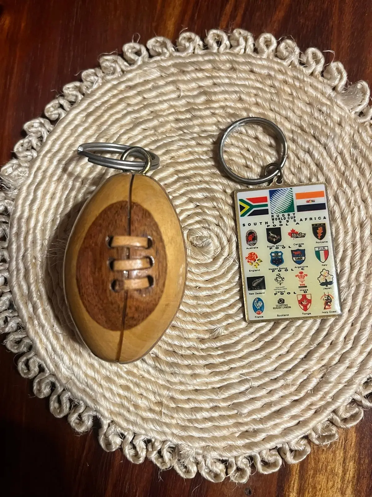 Wooden Rugby Ball Keychain 1995