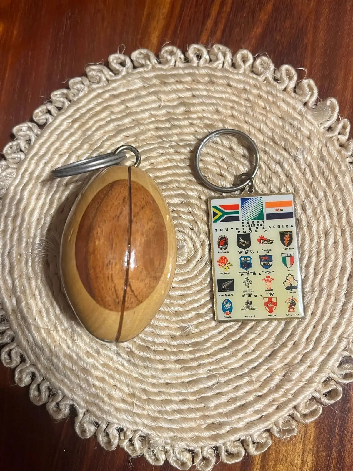 Wooden Rugby Ball Keychain 1995