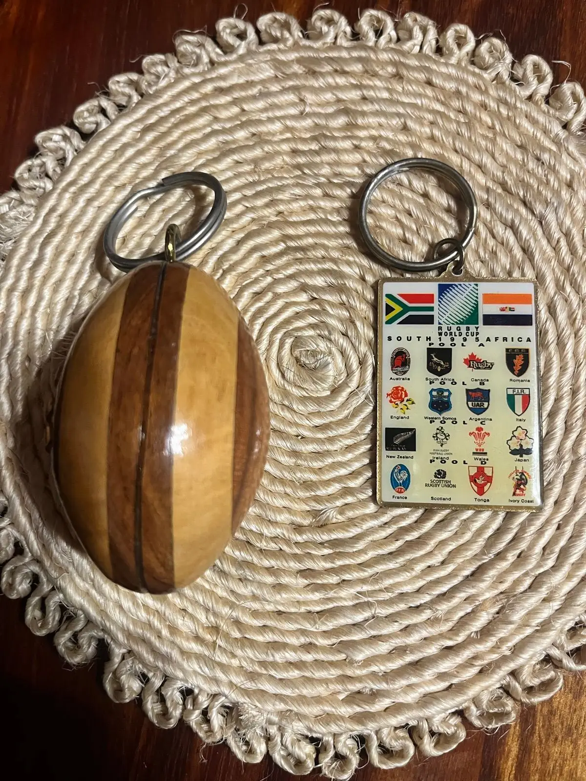 Wooden Rugby Ball Keychain 1995