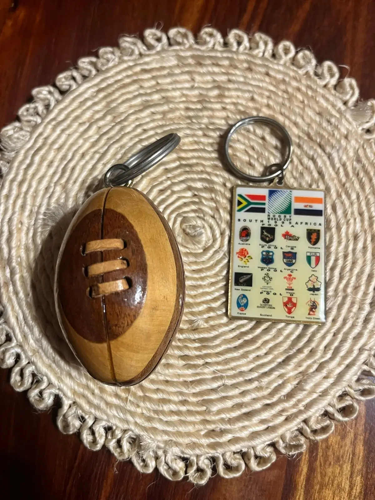 Wooden Rugby Ball Keychain 1995