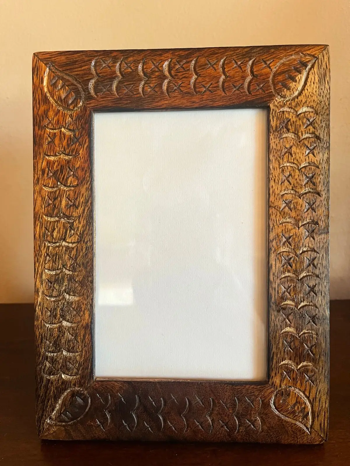 Hand-Carved Wooden Picture Frame
