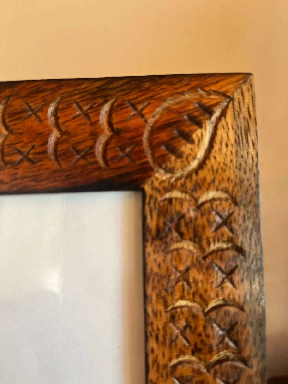Hand-Carved Wooden Picture Frame