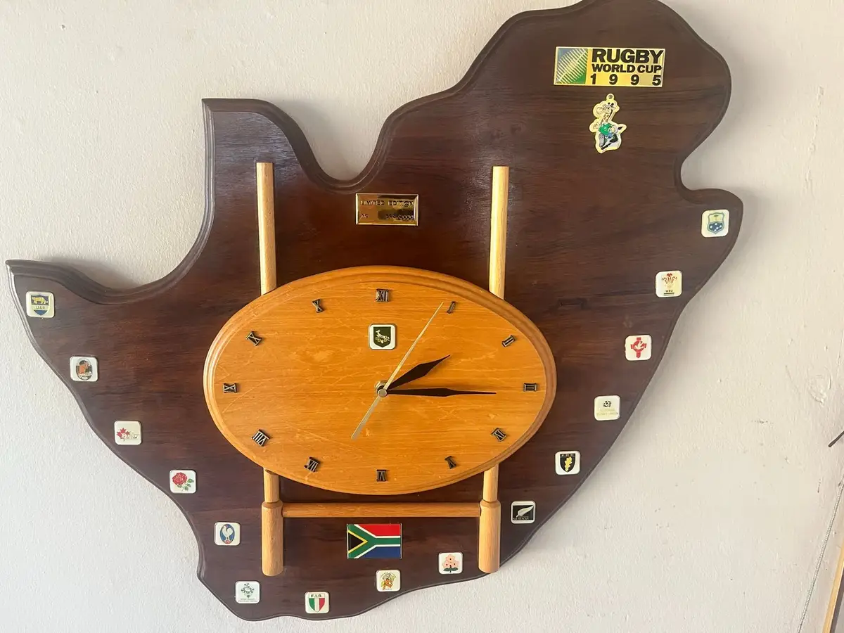 1995 Rugby World Cup South Africa Map Wooden Wall Clock