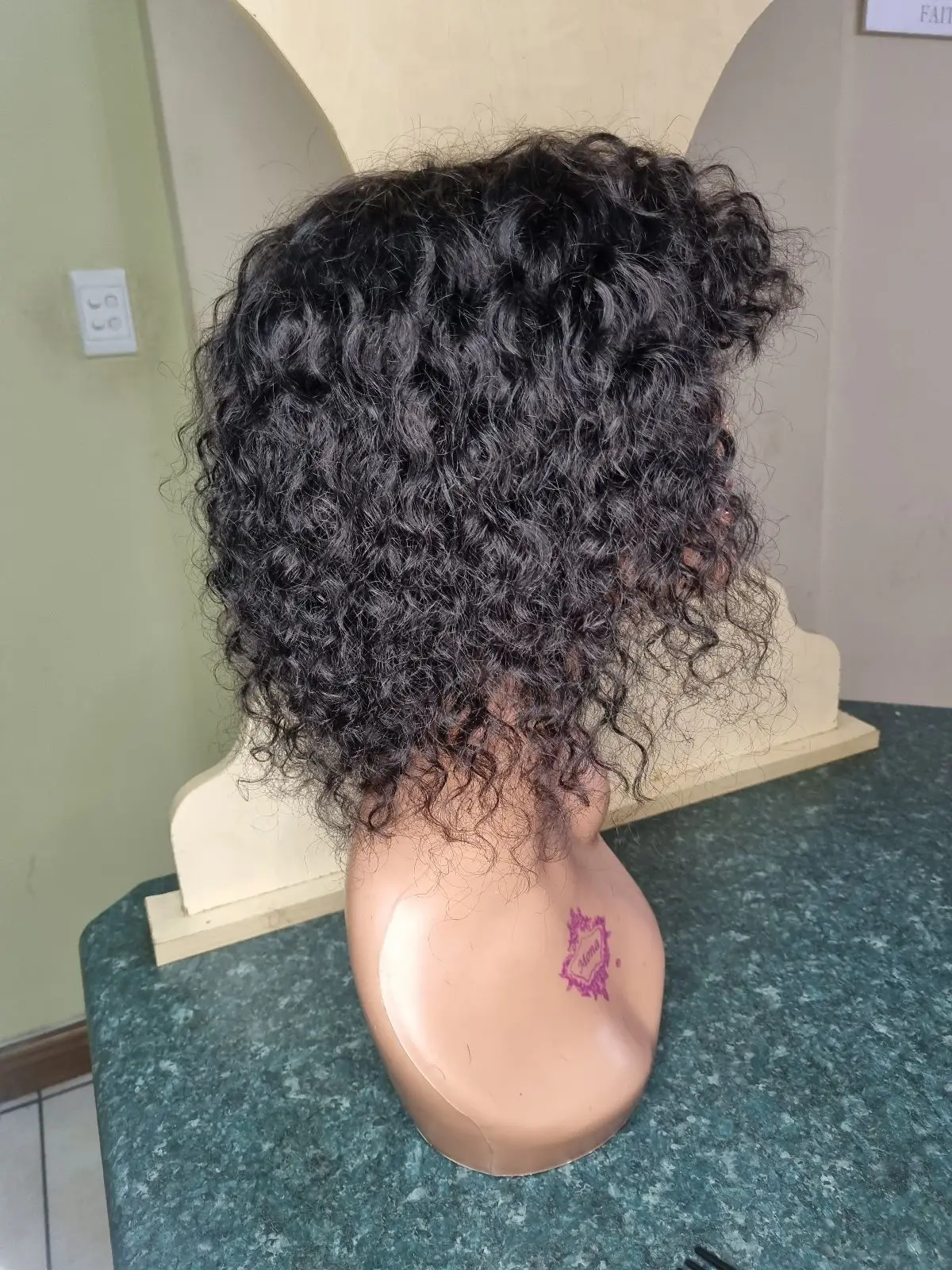 Curly Black Wig with Bangs