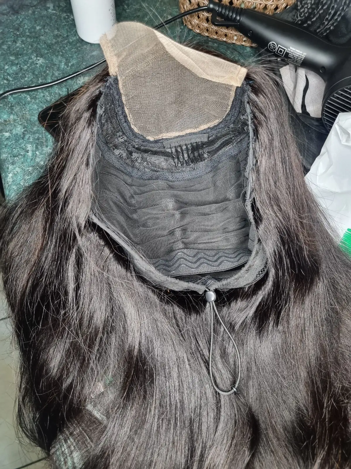 Long Straight Black Wig on Mannequin