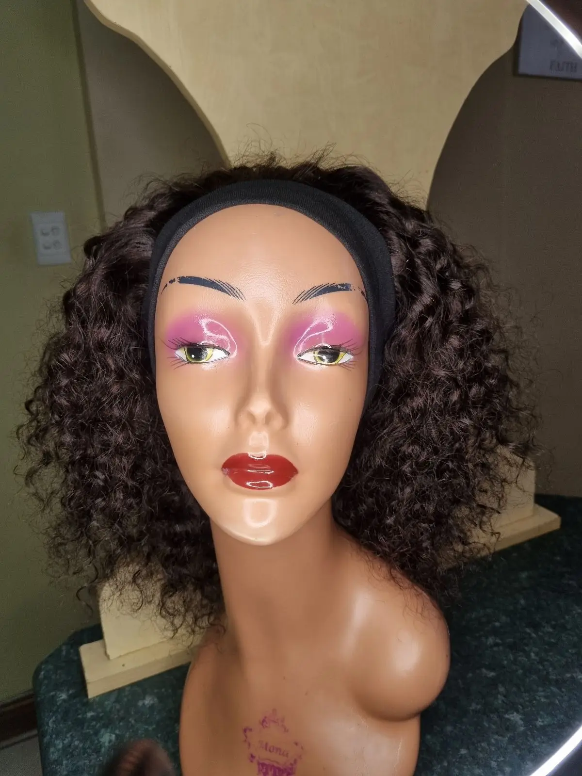 Curly Headband Wig Dark Brown