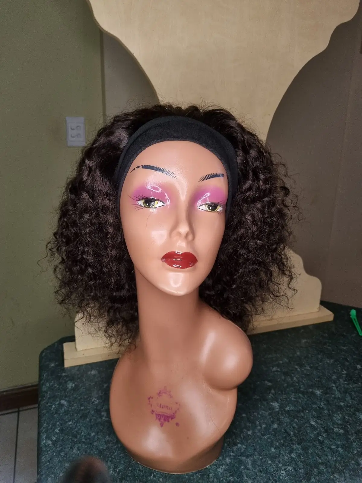 Curly Headband Wig Dark Brown