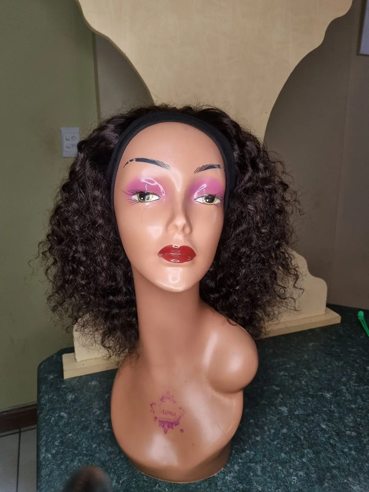 Curly Headband Wig Dark Brown