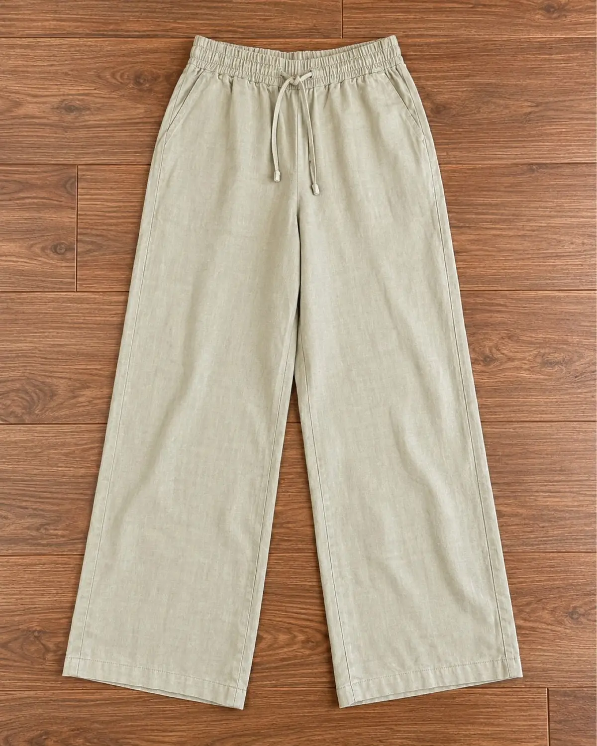 H&M Khaki Wide-Leg Drawstring Pants