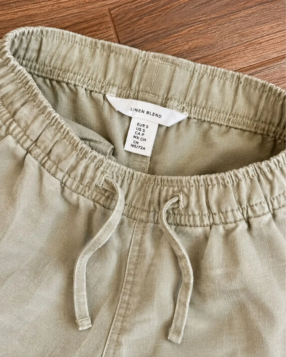 H&M Khaki Wide-Leg Drawstring Pants