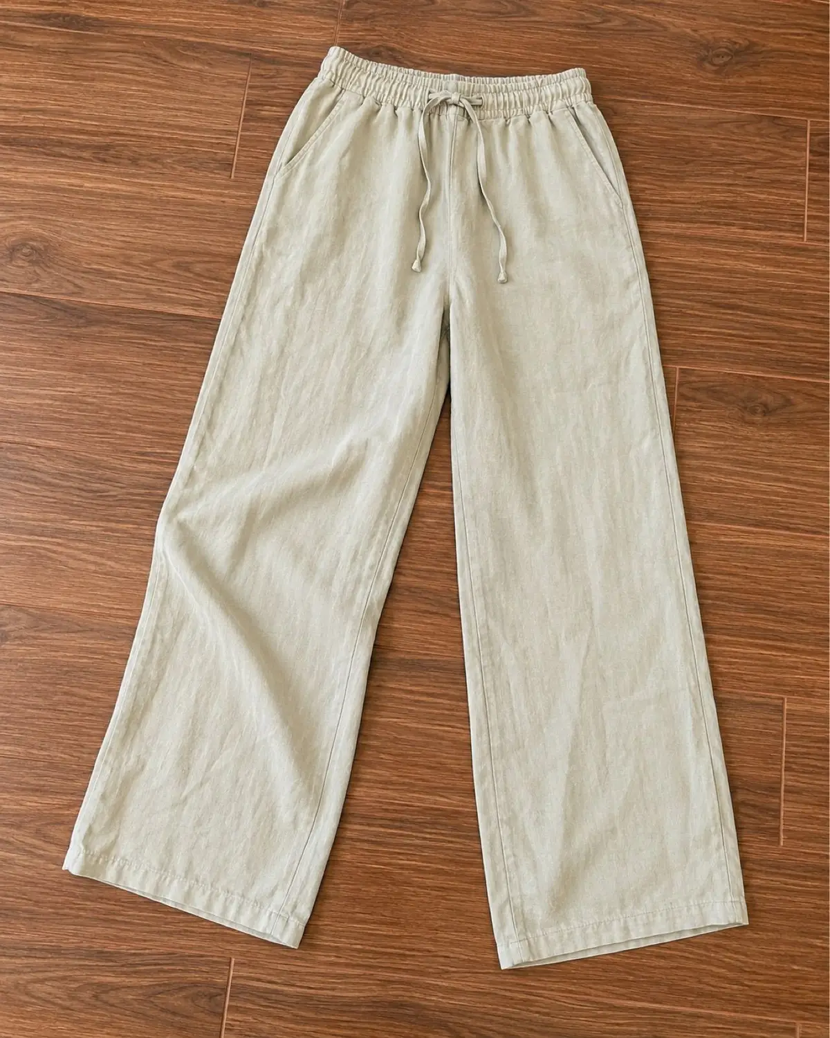 H&M Khaki Wide-Leg Drawstring Pants