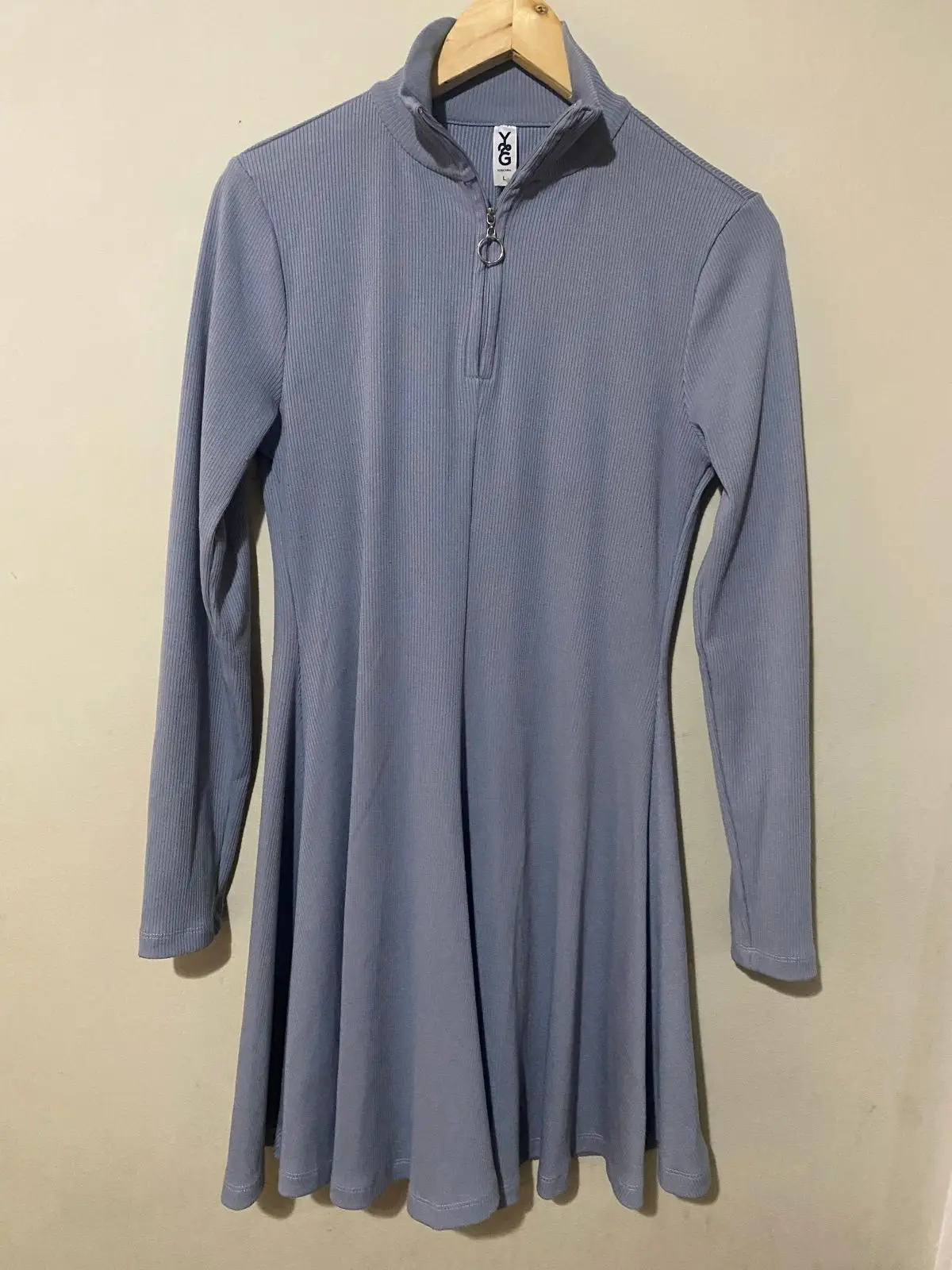 Foschini Grey Long-Sleeve Zip Collar Mini Dress