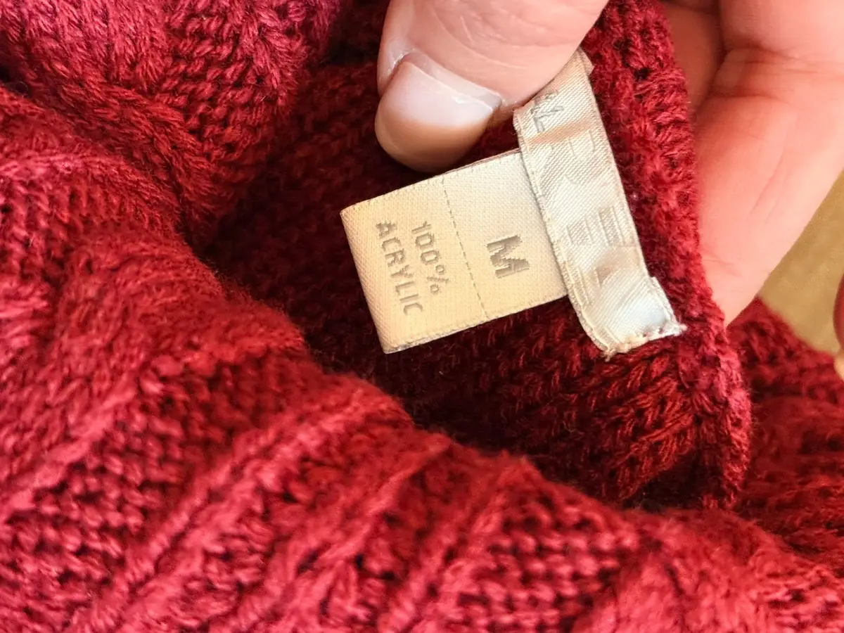 Red Knit Tunic Dress with Cowl Neck and Pockets