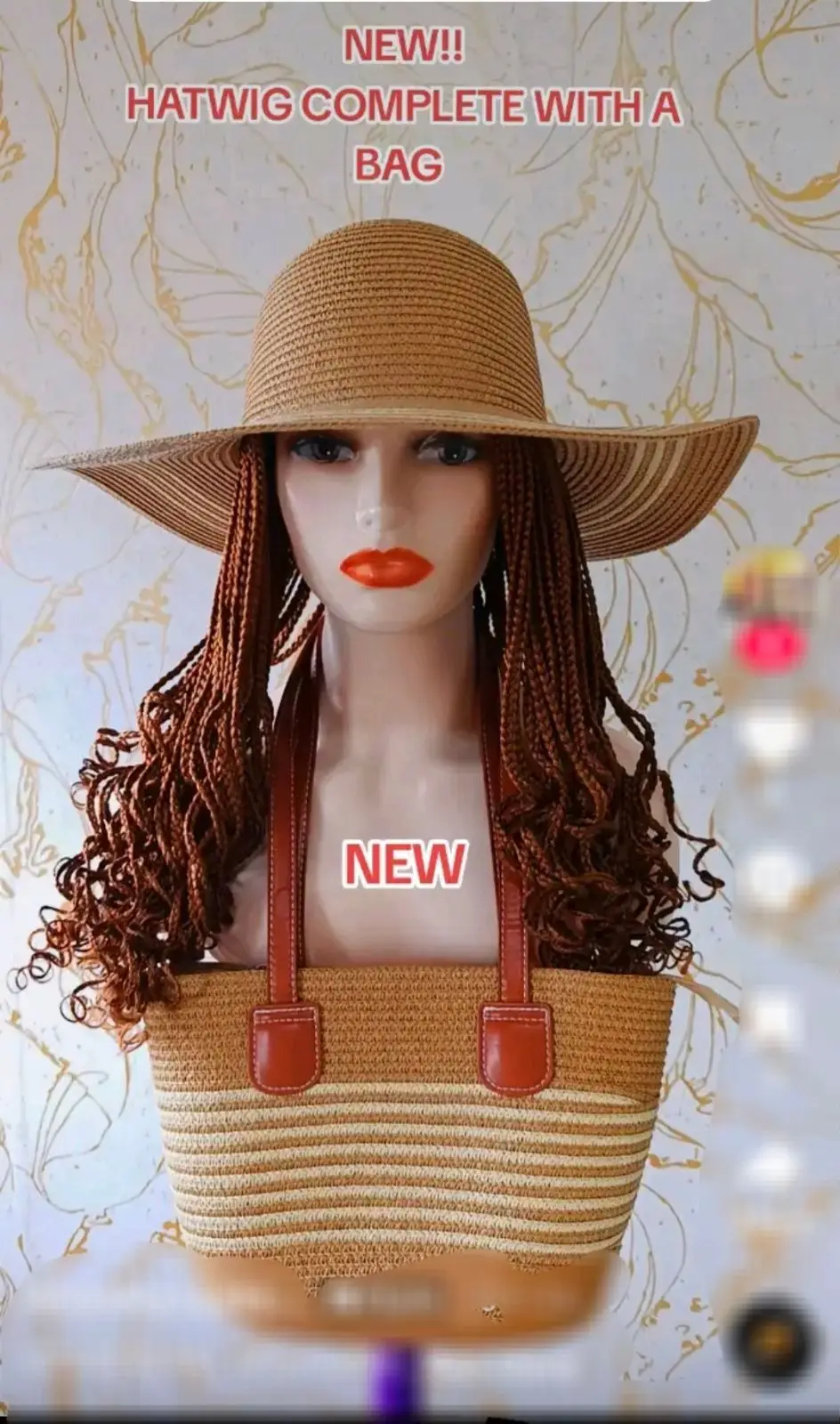 Braided Hat Wig with Long Brown Braids