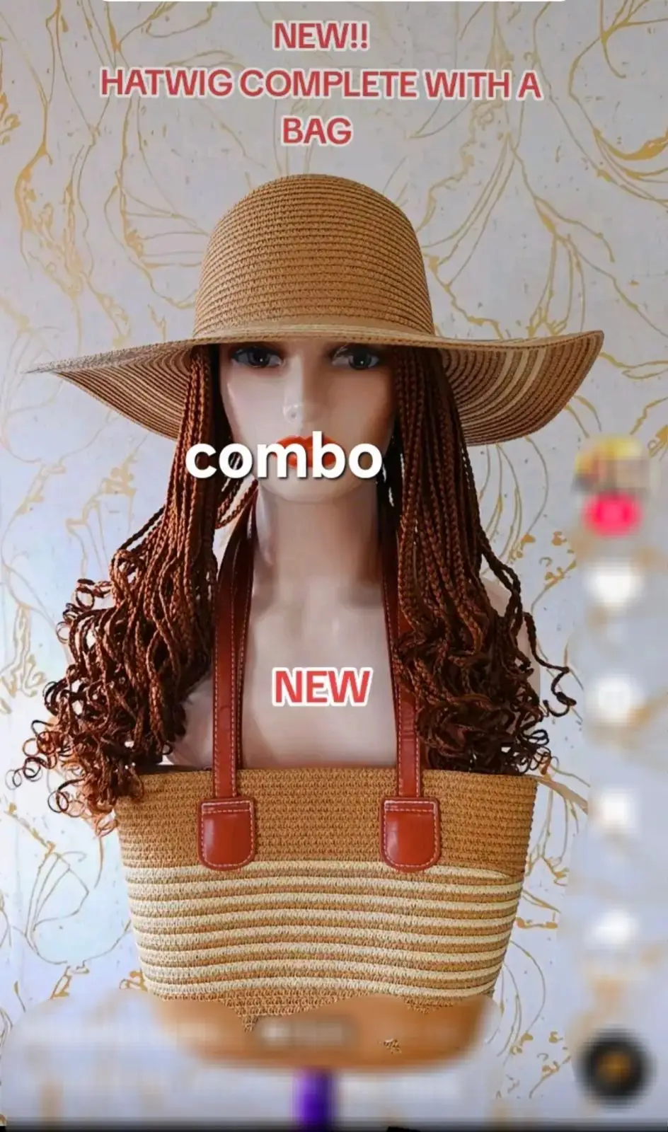 Braided Hat Wig with Long Brown Braids