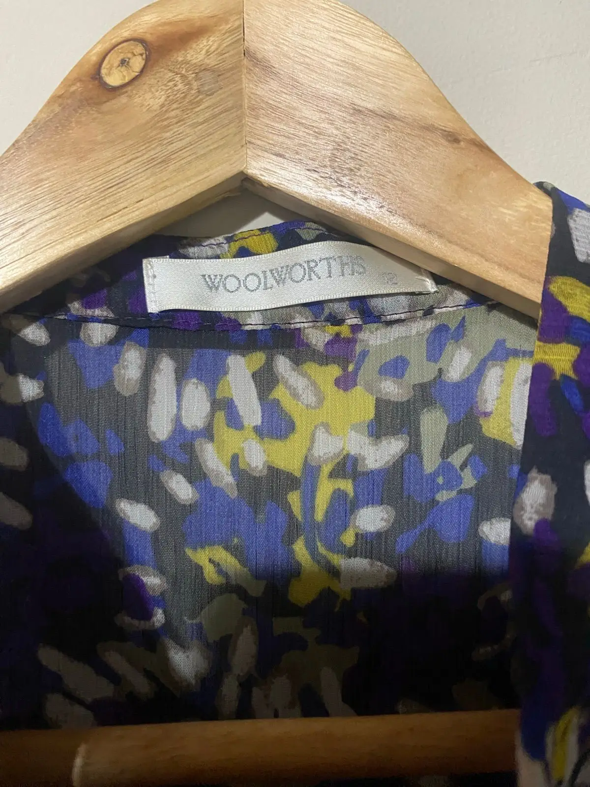 Woolworths Patterned Ruffle Blouse Size 12