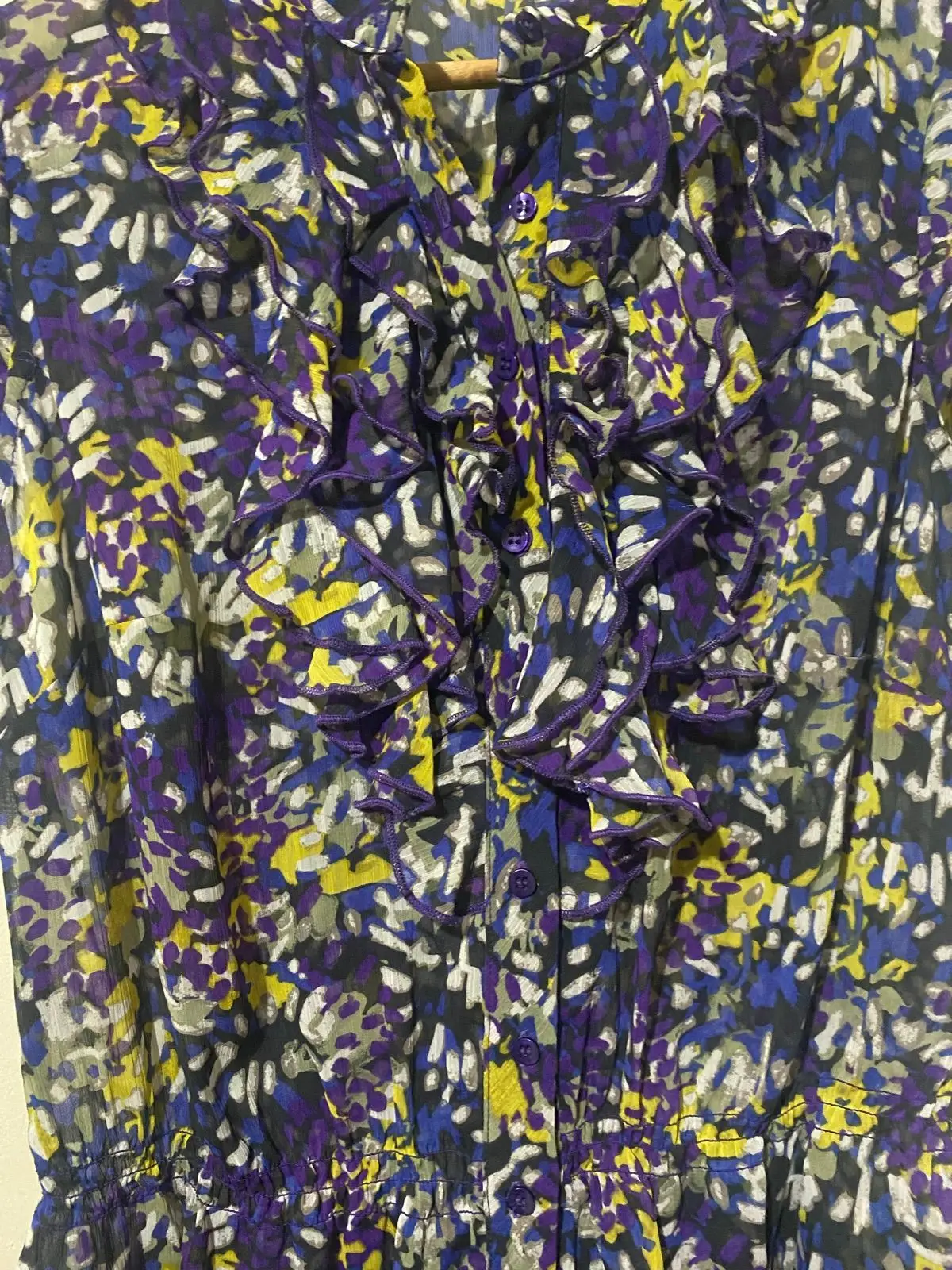 Woolworths Patterned Ruffle Blouse Size 12