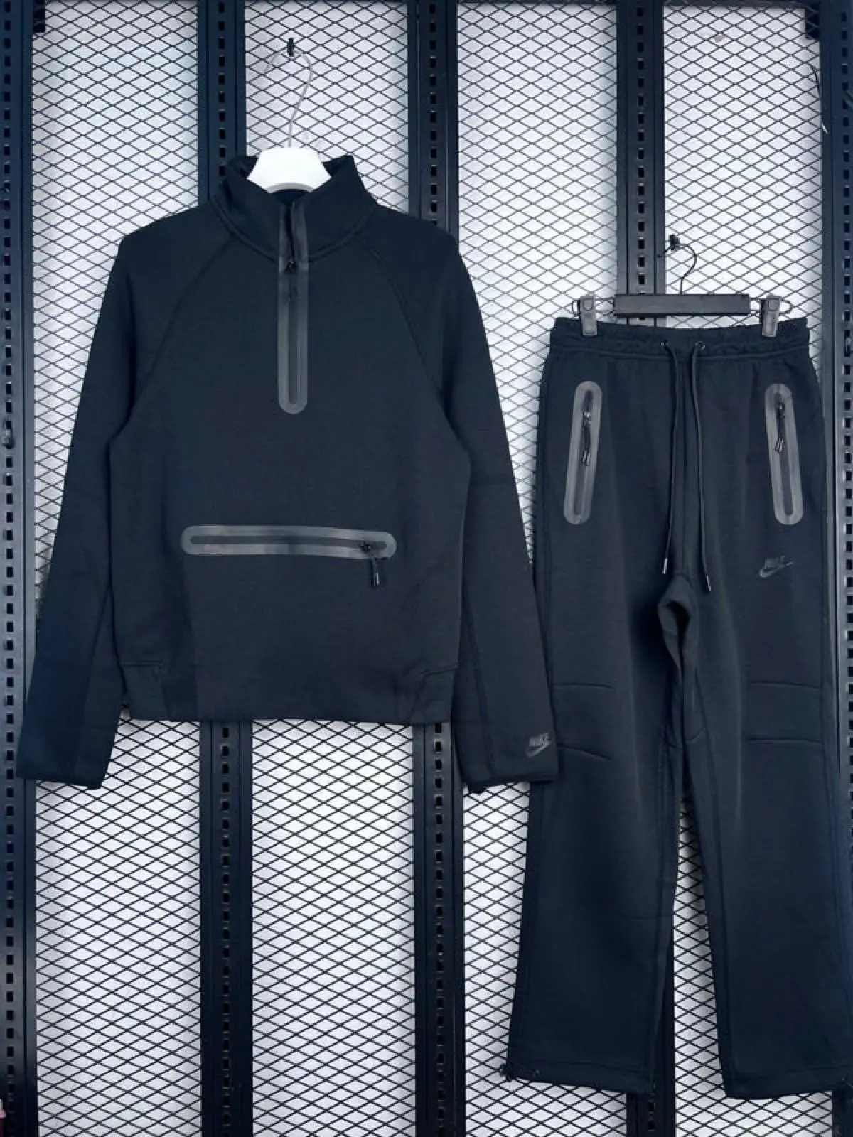 Nike Tech Fleece Black Crewneck Top