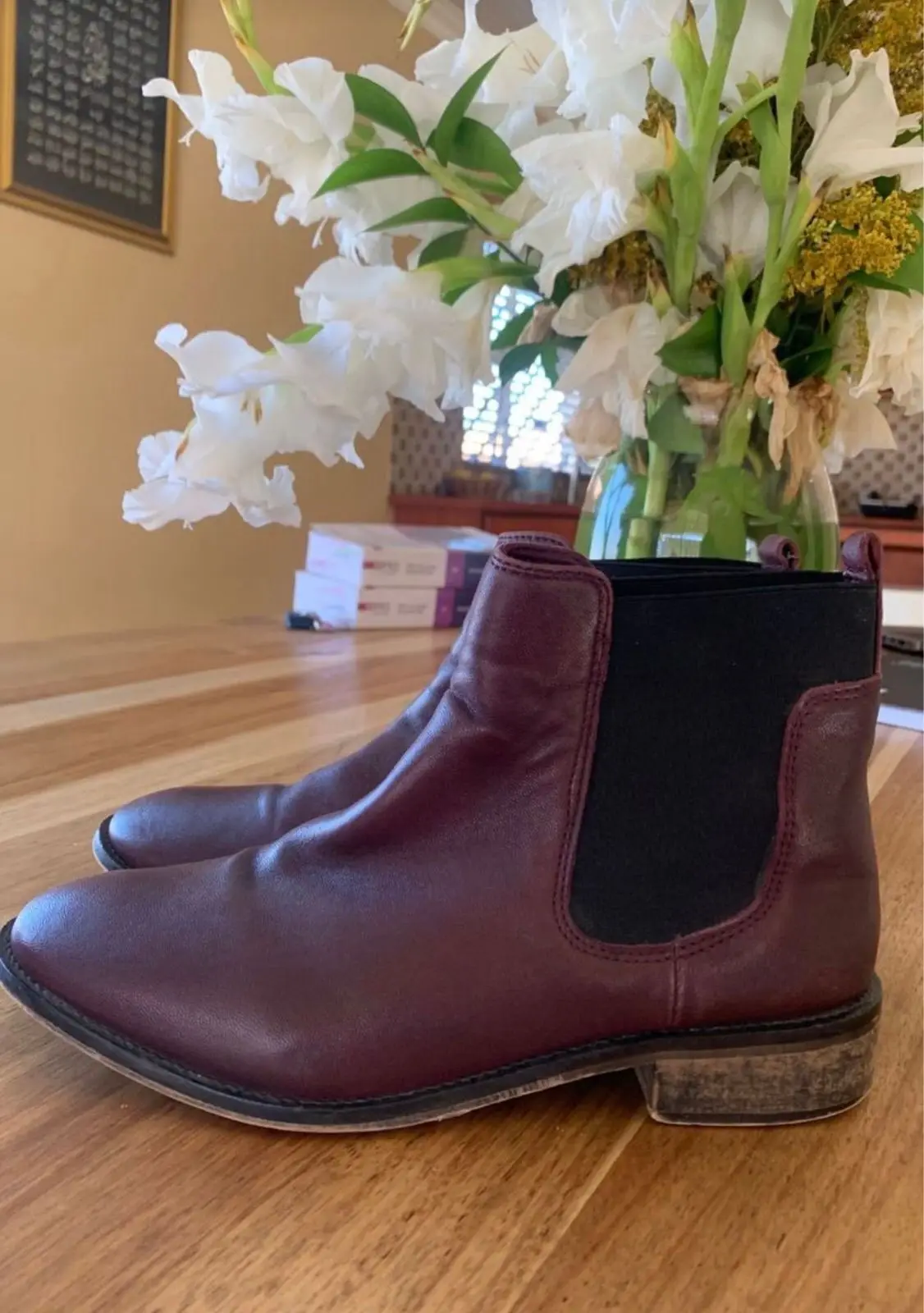 Woolworths Burgundy Leather Chelsea Boots Size 5