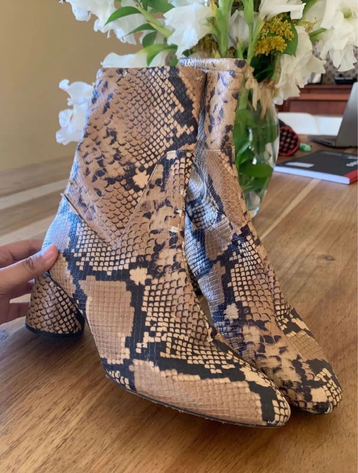 Zara Snakeskin Print Ankle Boots