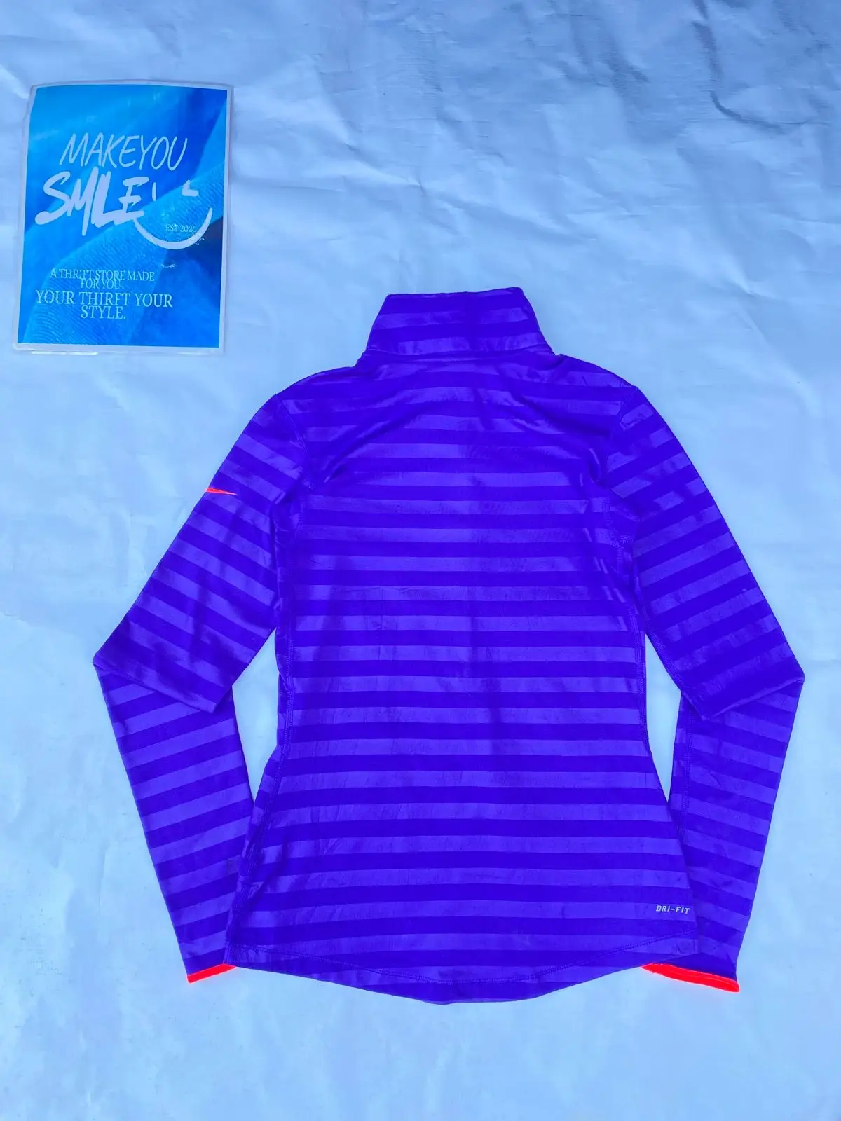 Nike Purple Striped Quarter-Zip Activewear Top