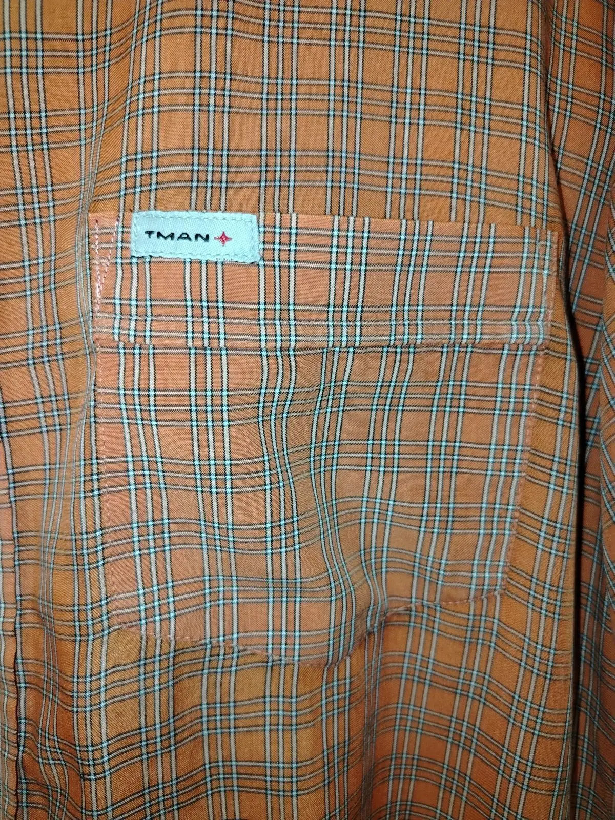 Truworths MAN Orange Plaid Short-Sleeve Shirt