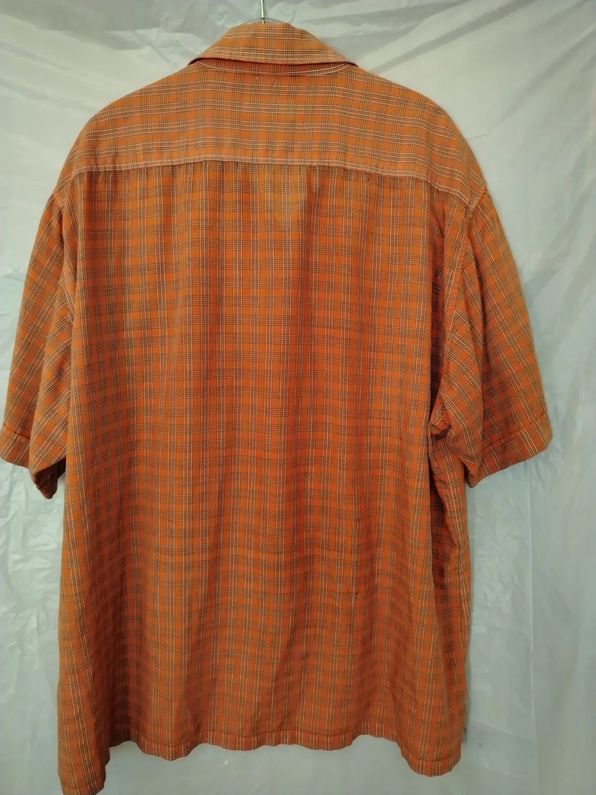 Truworths MAN Orange Plaid Short-Sleeve Shirt