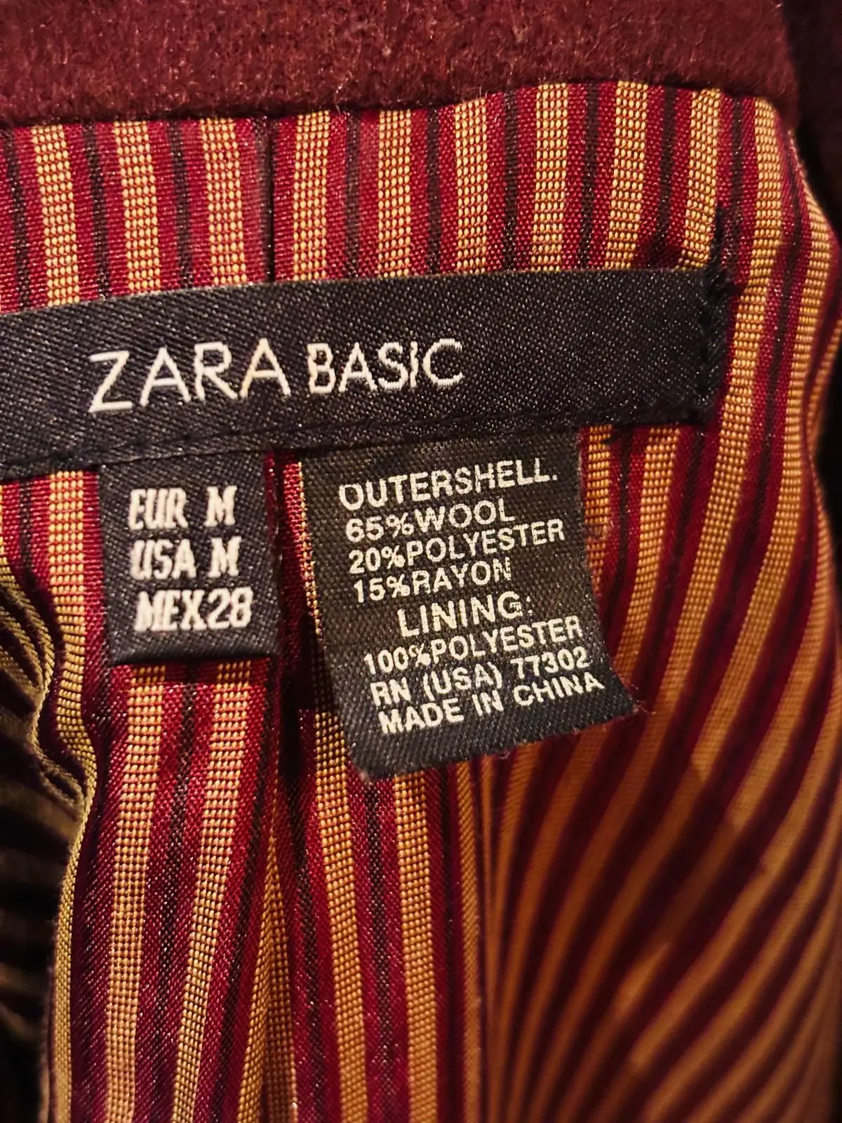 Zara Basic Red Structured Wool Blend Jacket with Gold Buttons