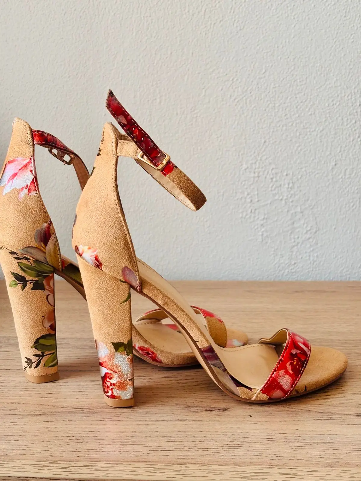 Shoe Republic Floral Print Block Heel Sandals