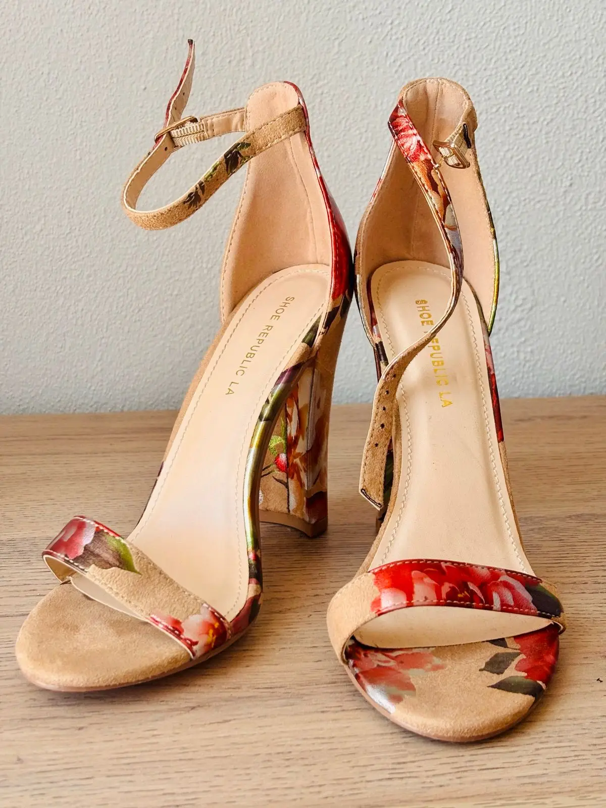 Shoe Republic Floral Print Block Heel Sandals