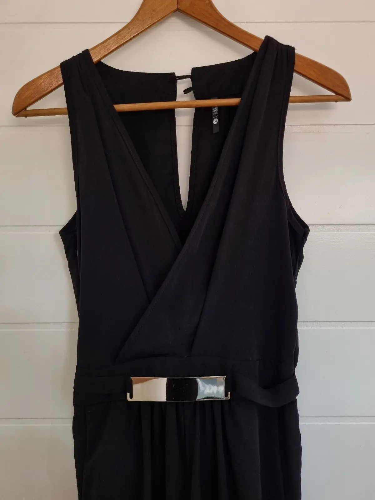 Mr Price Black Sleeveless Jumpsuit with Gold Belt Detail