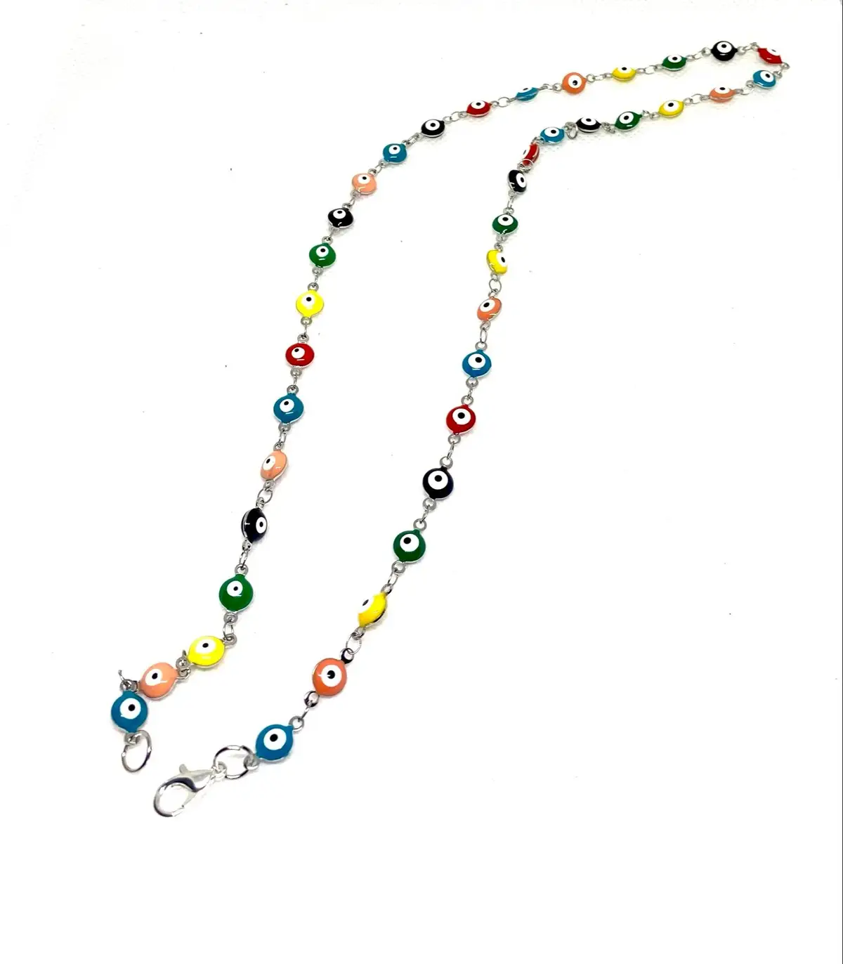 Handmade Multicolor Evil Eye Beaded Chain Lanyard