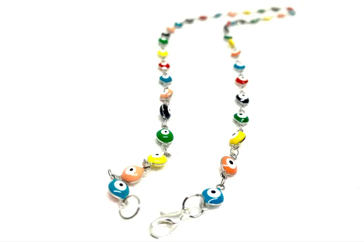 Multicolor Evil Eye Beaded Chain Lanyard