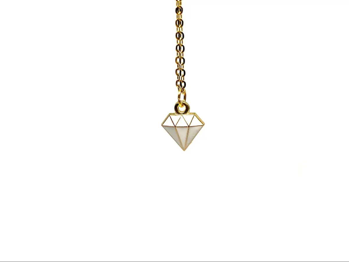Gold Tone Chain Necklace with Diamond Pendant