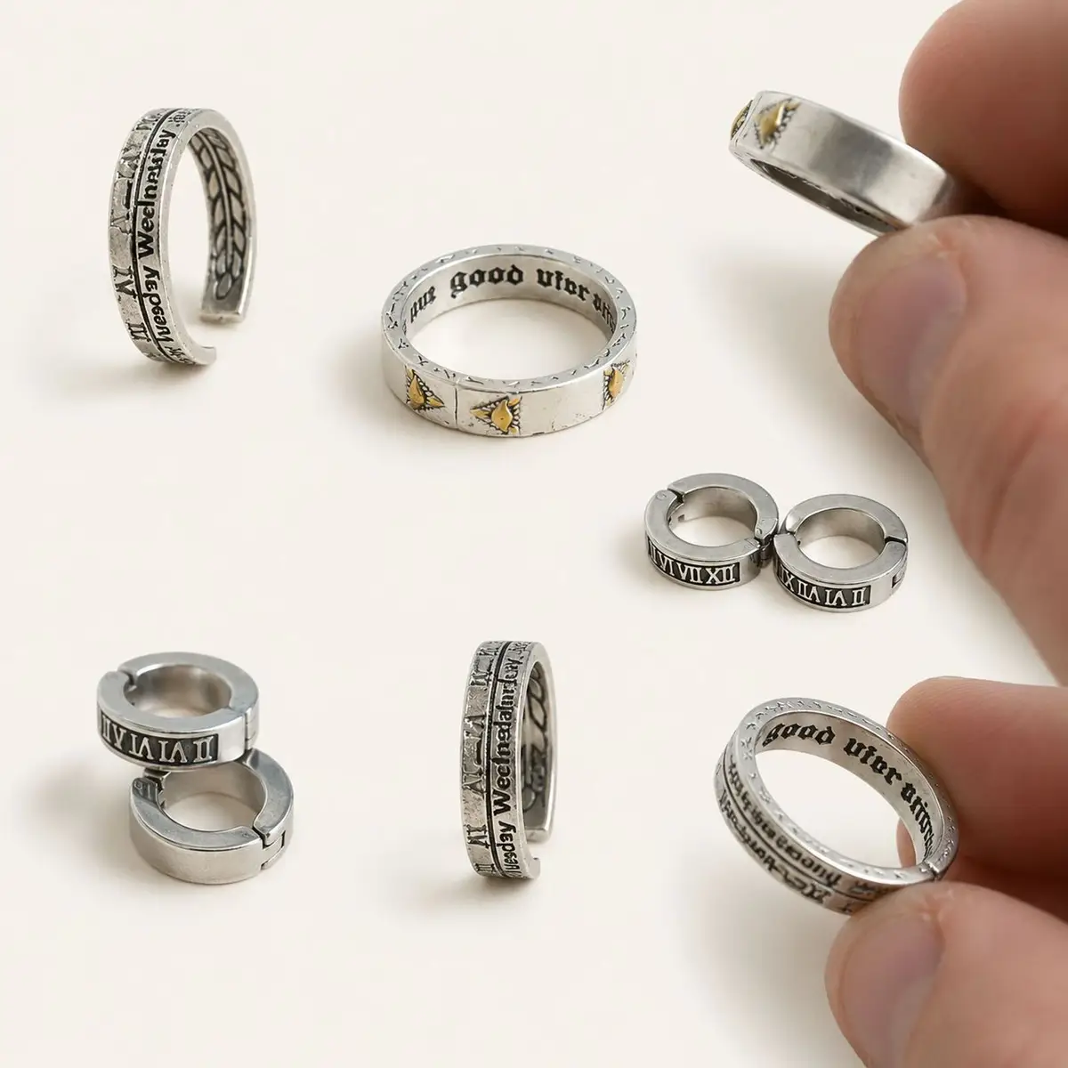 Silver Engraved Open Band Ring
