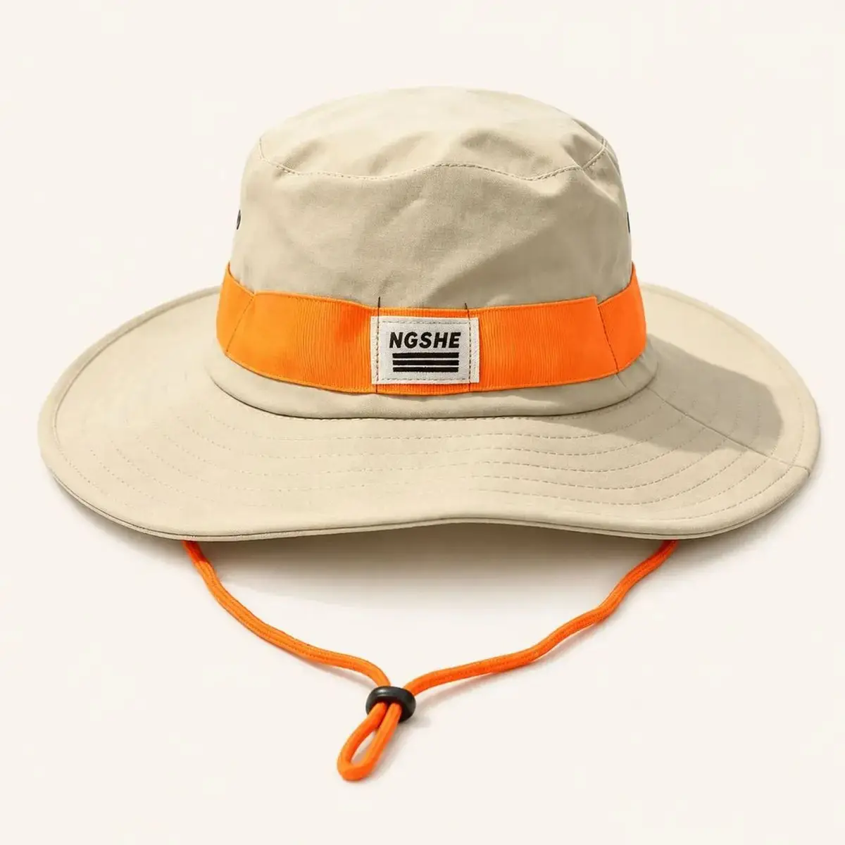 NGSHE Beige Sun Hat with Orange Band