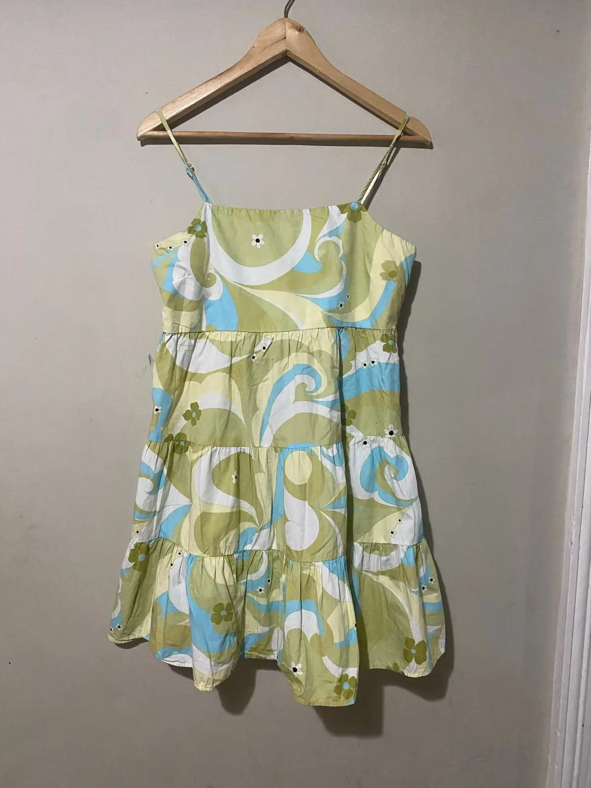Cotton On Green Patterned Tiered Dress