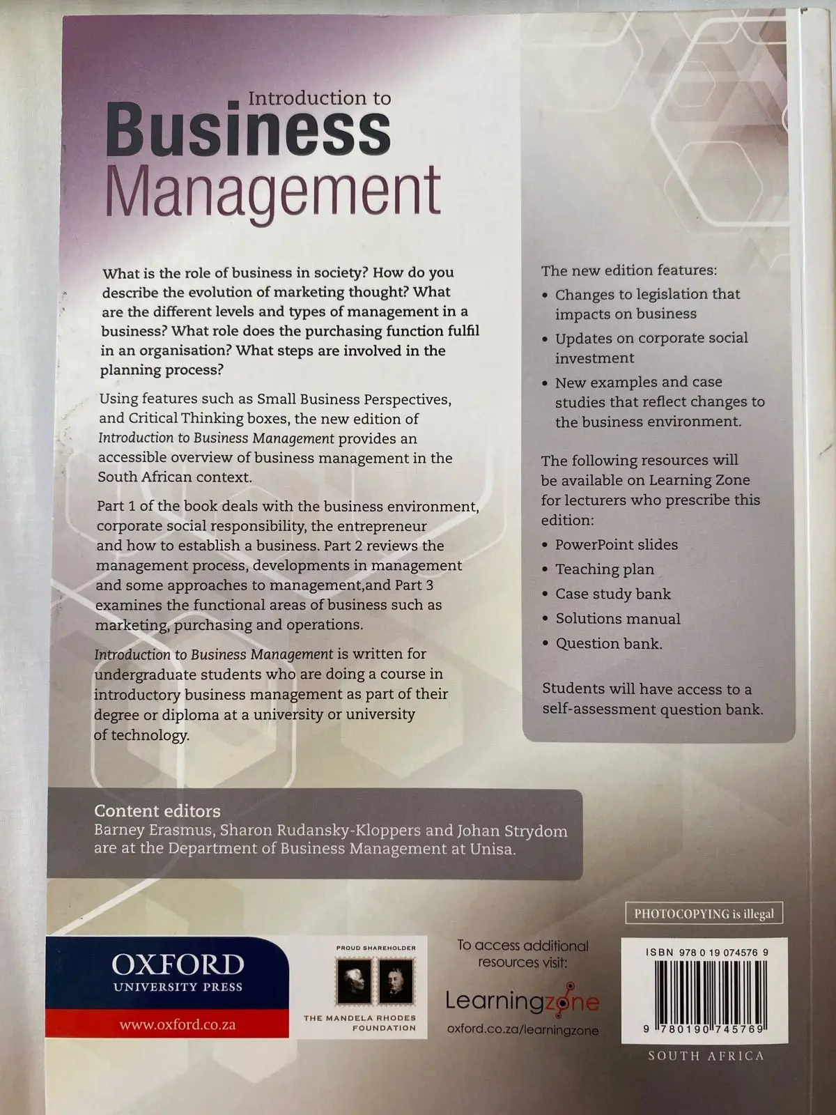 Introduction to Business Management 11th Edition Oxford