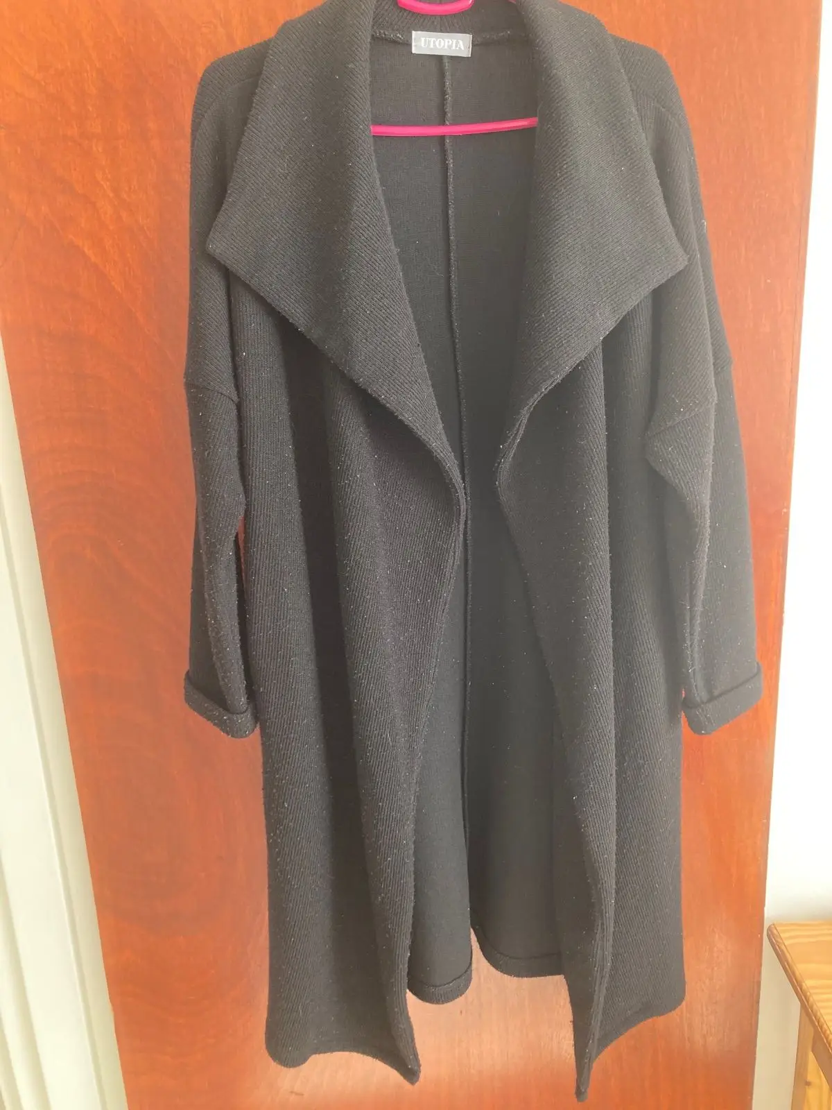 Utopia Black Knit Open-Front Coat